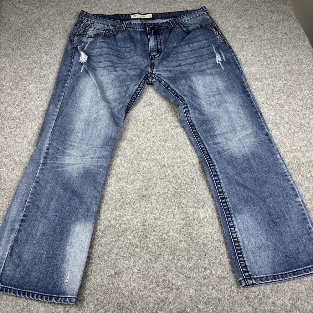 Blue Cult Denim Jeans Mens 44x32 Relaxed Y2K Streetwear Distressed Dark Wash EUC